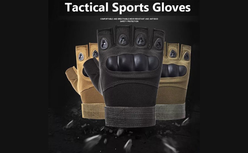 Tactical Fingerless Gloves For Motorbike Motorcycle Cycling Climbing Hiking Hunting Gloves, Green