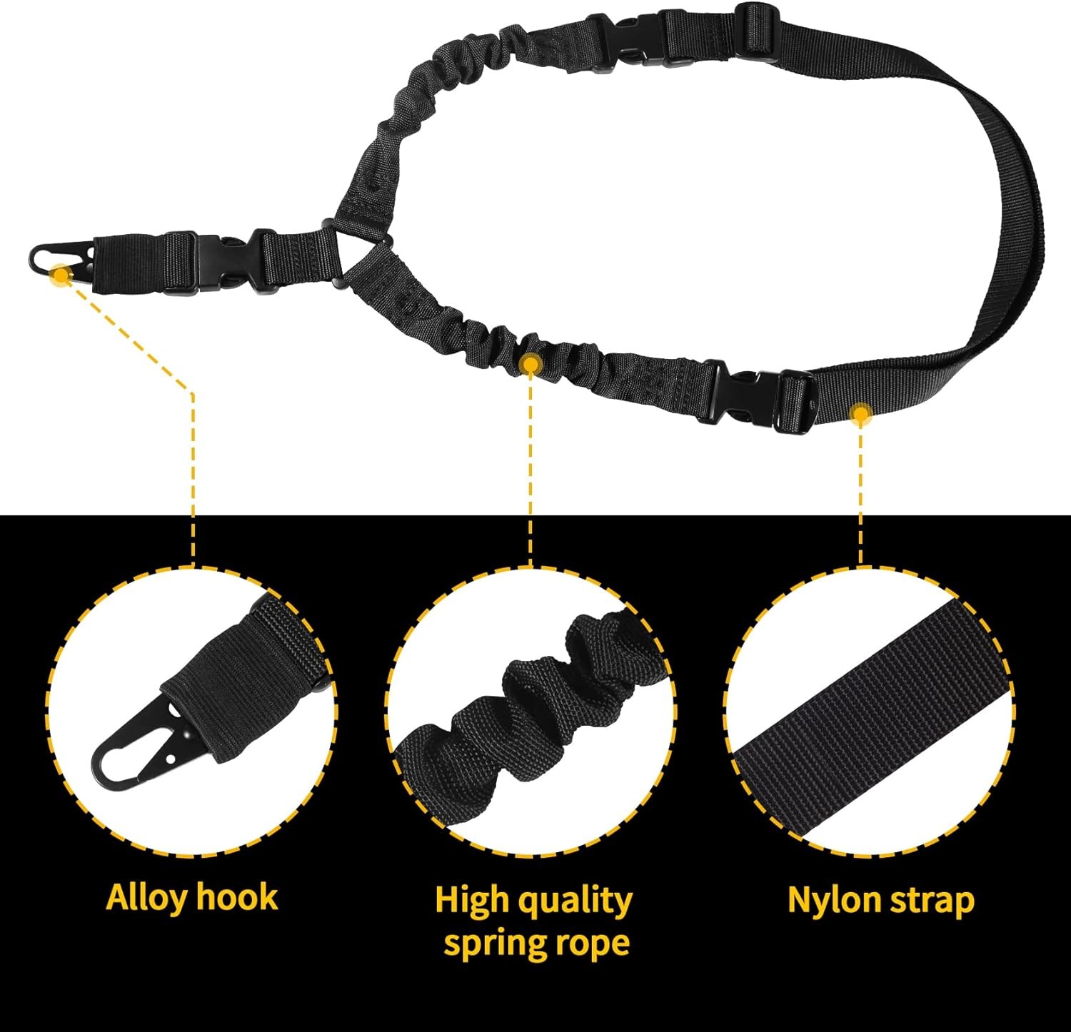 Single Point Tactical Gun Sling with Shoulder Padding & Quick-Release Metal Hook – Adjustable & Removable Strap for Rifle, Airsoft, and Shotgun
