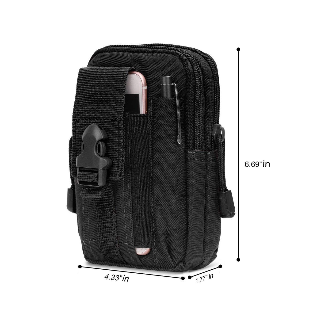 Tactical Molle Pouch Multipurpose EDC Waist Bag Pack, Outdoor Men Compact Gadget Utility Belt with Cell Phone Holster Holder